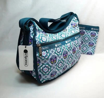 NUEVO CON ETIQUETAS LeSportsac CLÁSICO HOBO "Mosaico de Mariposa" + BOLSA A JUEGO Foto 1 de 4
