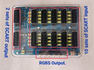 Video Scart Verteiler Konverter EUR für Automatik Schalter Adapter 10 in 3 Ausgang - Bild 1 von 8
