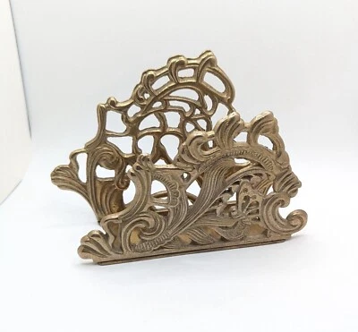 Vintage 1983 Teleflora Brass Art Deco Revival Letter Napkin Holder Mail Gift - Image 1 of 4
