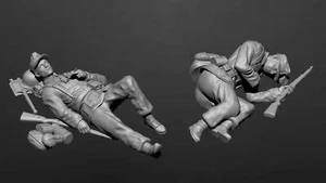 Kit modelo resina 1/16 2 piezas soldados alemanes en reposo infantería Segunda Guerra Mundial sin pintar - Imagen 1 de 10