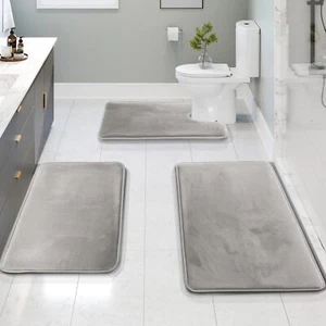 3 Piece Bathroom Rugs Bath Mat Set Velvet Memory Foam Bath Mats for Bathroom ... - Picture 1 of 9