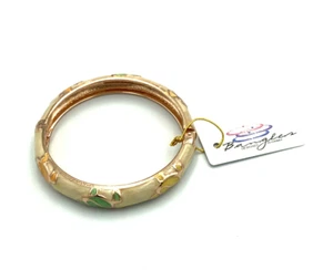 JIU LONG XING Hawaiian Sea Turtle Enamel Hinged Clamper Bracelet Ivory Multi - Picture 1 of 6