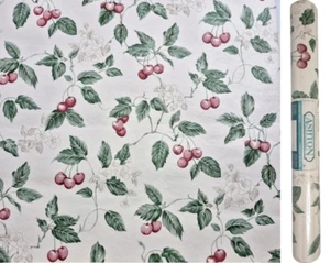 Lot of 3 Rolls Wallpaper Red Cherries Vines Leaves Flowers Ashton 615758 Vintage - Picture 1 of 11