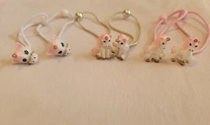 Lot Of 6 Ponytail Holders Knocker Ball Bead Hair Ties Unicorn Glitter Pink - Picture 1 of 3