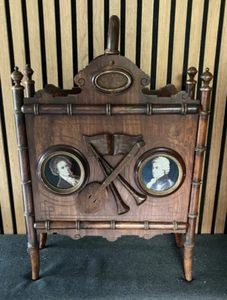 Antik Holz Zeitungsständer Musik Flöte Dekor 60x40x17cm Sammlerstück Kleinmöbel - Bild 1 von 8