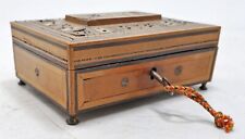 Antique Wooden Jewellery Box Original Old Very Fine Inside Metal Fitted 