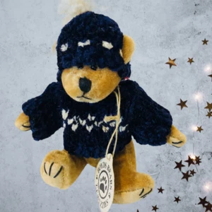 Boyds Bears Wuzzies 3 Inch Bear Tessa Wuzzie QVC Exclusive Blue Sweater - Picture 1 of 11