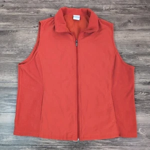 Columbia Womens 1X Orange Vest Sleeveless Full Zip Fleece Windbreaker Outdoor - Picture 1 of 9