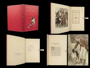 1904 Mark Twain 1ed A Dog’s Tale Humor Puppies St Bernard Collie Illustrated - Picture 1 of 17