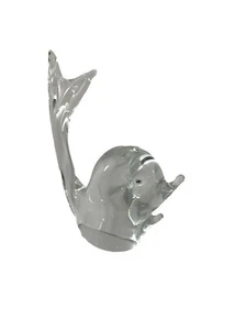 Clear Glass Whale Paperweight Figurine Tail in Air 5.25" Tall 5" Wide Decor - Picture 1 of 8
