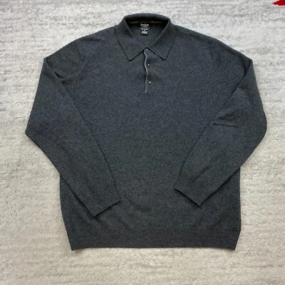Neiman Marcus Cashmere Sweater Extra Large Gray Outdoors Collared Hiker Prep Men - Image 1 of 4
