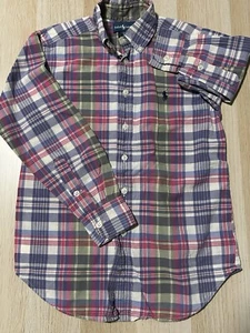 Vintage Polo Ralph Lauren Boys Madras Plaid Button Down Shirt Youth Small (8) - Picture 1 of 5