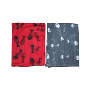Fish Print Cat Kitten Kitty Fleece Bed Warm Sof Blanket Warm For Cat Kitten - Picture 1 of 9