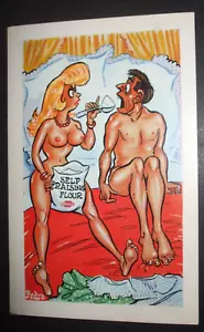 SAUCY Unhöflicher Comic IMPOTENTER MANN VIAGRA SELBSTAUFZIEHENDES MEHL NACKTE BRÜSTE DAME KEIN SEX - Bild 1 von 1