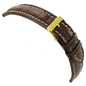 22mm Morellato Matte Brown Heavily Padded Genuine Alligator Mens Band LONG 2120 - Picture 1 of 3