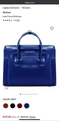 McKlein USA Lake Forest Black Top Grain Cowhide Leather Women's Laptop Briefcase - Image 1 of 4