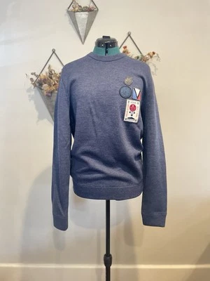 Suéter Louis Vuitton Nuevo con Etiquetas Clásico Azul Cuello Redondo con Detalles de Parche Talla Grande Foto 1 de 4