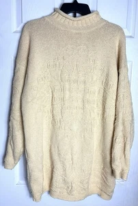 Vintage Chunky Knit Sweater Womens M Oversized Mock Neck Heavyweight 90s Winter - Foto 1 di 6