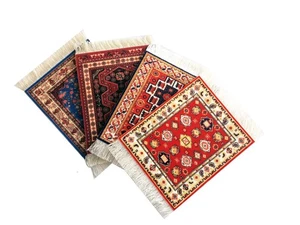 Set of 4 Rug Table Coasters – Oriental Design Fabric Carpet Drink Mats Absorb... - Foto 1 di 7