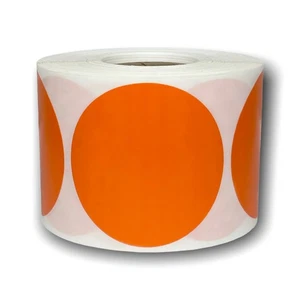Zebra / Rollo 1.5" Round Direct Thermal Orange Labels 1" Core 4 RLS 500 EA - Picture 1 of 5
