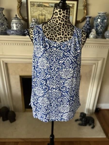 Canotta Talbots blu floreale geometrica piastrelle taglia XL 100% cotone classica preppy - Foto 1 di 5