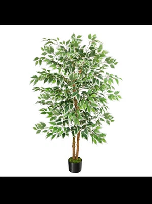  5ft Ficus Tree Artificial, Tall Fake Tree with Natural Trunk Faux Trees  - Image 1 of 4