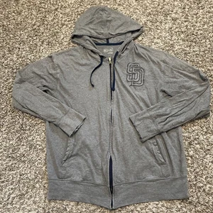 San Diego Padres Jacket Adult Size L Gray Full Zip Hooded Jacket MLB Nike Team - Picture 1 of 9