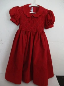 P77) Vestido rojo pervenche con corpiño completo ajustado a mano talla 3T para niñas - Imagen 1 de 7