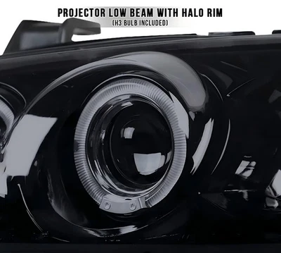 Fit For Sentra 2000-2003, Black Smoke Halo Projector Headlights w/ LED Lamps Foto 1 de 4