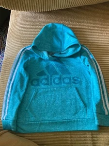 Adidas hoodie hooded sweatshirt Shirt Youth size 5 medium green aqua -EUC - Picture 1 of 3