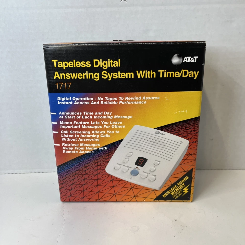 Vintage AT&T 1717 Digitaler Anrufbeantworter mit Uhrzeit/Tag - NOS - Taubengrau - Bild 1 von 4