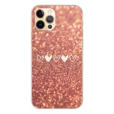 Coque en silicone imprimée compatible Apple iPhone 12 Pro Paillettes coeur - Photo 1/4