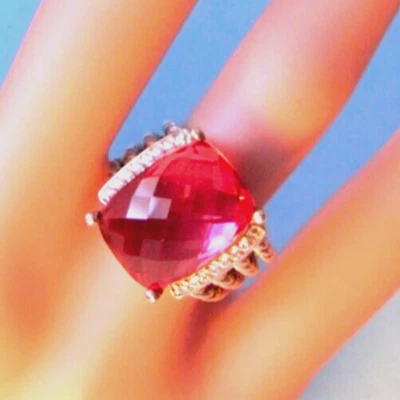 Новый потрясающий DAVID YURMAN огромный розовый турмалин драгоценный камень и мульти 8 бриллиант кольцо - Изображение 1 из 4