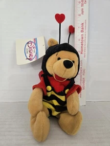 New Disney Store Winnie the Pooh Valentine Pooh 8" Bean Bag Plush FREE SHIPPING - Picture 1 of 6