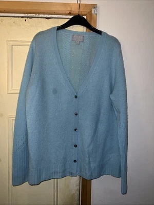 Pure Collection 100% Cashmere baby Blue Cardigan UK 14 - Image 1 of 4