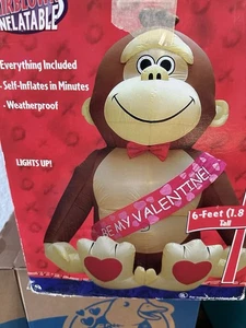 Vtg 2004 Gemmy Airblown Inflatable Gorilla Monkey Be My Valentine 6’ PARTS ONLY - Picture 1 of 2