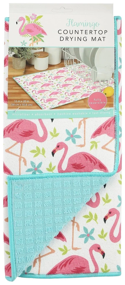 Alfombra de secado de encimera de cocina Pink Flamingo, 15 x 20 Foto 1 de 3