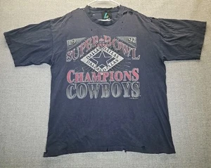 VTG 90s Dallas Cowboys Superbowl Champions Tshirt XL SingleStitch USA DISTRESSED - Picture 1 of 24