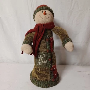 18" H biegsamer Körper und Arme Urlaub Schneemann Figur Weihnachten Holz & Stoff   - Bild 1 von 11