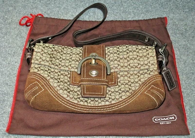 NWOT Coach Signature Soho Hobo Baguette Khaki & Brown Handbag C05Q-3628 - Image 1 of 4