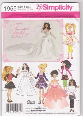 Simplicity Pattern 1955 / 0382 Bride Casual Clothes for Bratz Barbie Moxie Doll - image 1 of 3