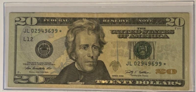 US Fancy Star Error Note Serial Twenty Dollar Replacement Duplicate Ink Fed $20 - Image 1 of 2