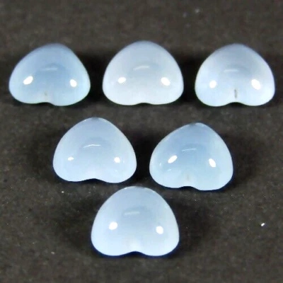 3.00Cts WONDERFUL NATURAL AQUAMARINE HEART SHAPE CABOCHON 6PCS LOOSE GEMSTONE - Image 1 of 3