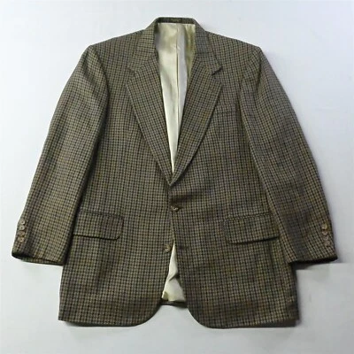 Blazer Chaqueta Abrigo Deportivo Oscar de la Renta 42L Marrón Verde Pata de Gallo Tweed Foto 1 de 4