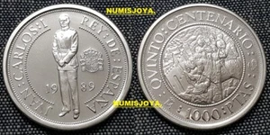 1000 pesetas v centenary coin 1989. 13.50 gr. 33mm. PERFECT COINS - Picture 1 of 3