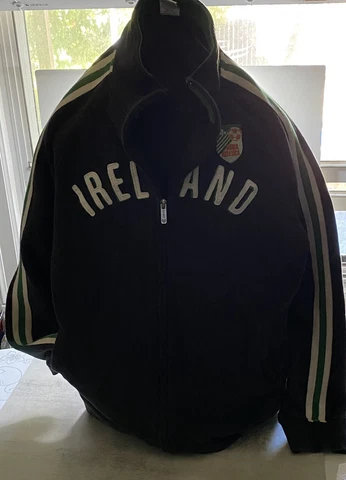 VTG 1980s Ireland ROMO Atletica Soccer Top Zip Thick Sweater Black Green Size LG Cover