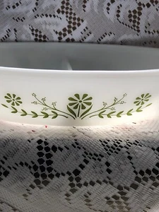 Vintage Glasbake Jeanette grün Gänseblümchenmuster geteilt Servierschale J2353 - Bild 1 von 11