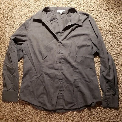 Mujer Port Authority Talla Damas Grande Gris Con Botones Manga Larga Cuello en V Foto 1 de 4