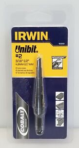 Irwin 10232CB #2 Unibit Step Drill Bit, 3/16" - 1/2", Speed Point Cobalt USA NEW
