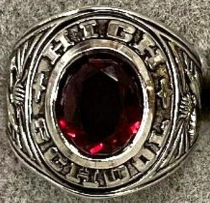 Silver Red Back to the Future High School Class Ring 1980 Unisex sizes 7 8 New - Picture 1 of 6